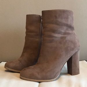Faux Suede High Heeled Booties